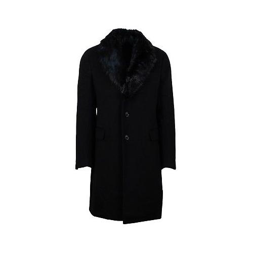 Caruso Cashmere Fur Collar Coat - Black