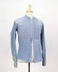 Cotton Bib-Front Distressed Button Down Casual Shirt - Blue