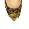 Fetish Peep Panther Peeptoe Pumps - Brown / Gold