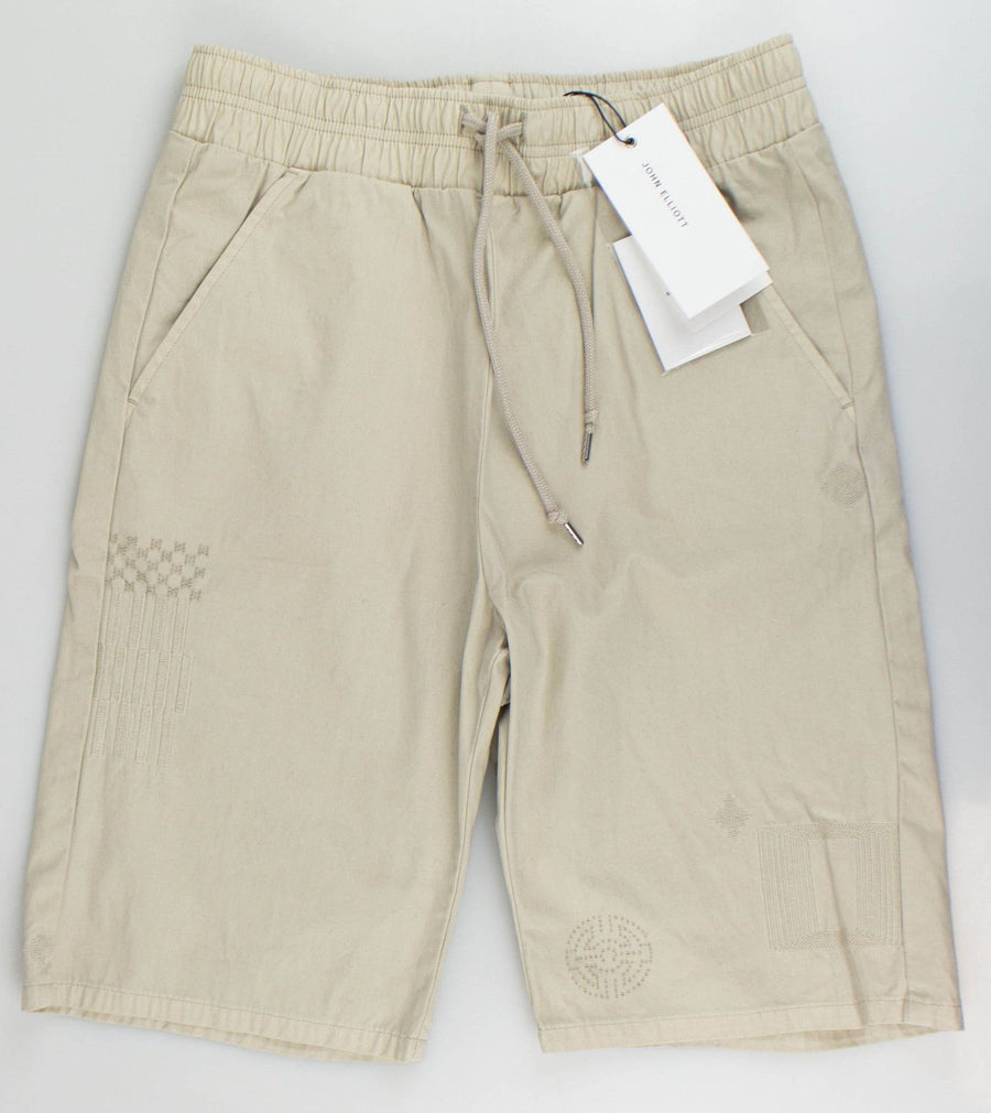 Cotton Embroidered Shorts - Tan