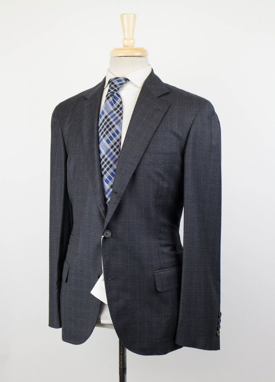 Wool Glen Plaid 3/2 Button Sport Coat - Gray