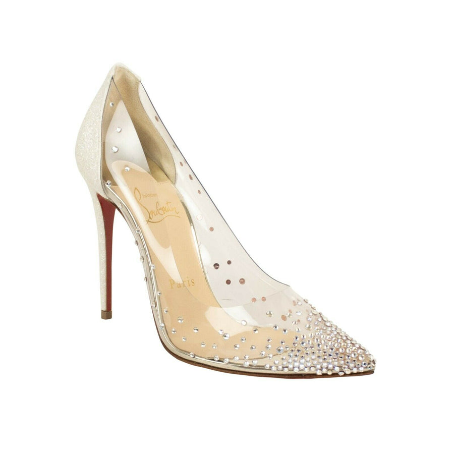 Degastrass PVC 100mm Pumps - White Glitter