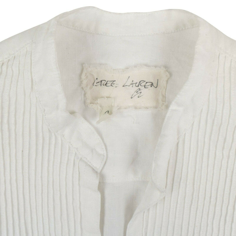 Linen Long Sleeve Tux Studio Shirt - White