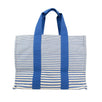 Cotton Striped Cabayadere Canvas Beach Bag - Blue / White
