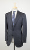Drop 7 Pin Striped Wool 3/2 Button Suit - Gray / Blue
