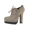 Suede Laced Platform Pumps  - Gray