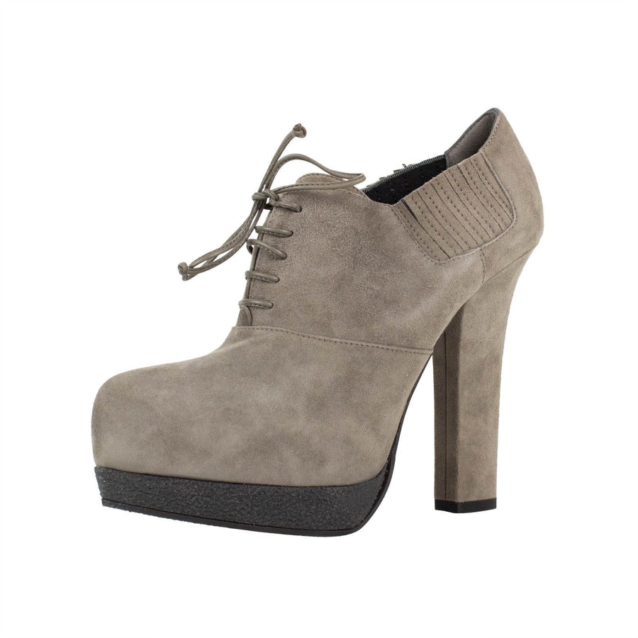 Suede Laced Platform Pumps  - Gray