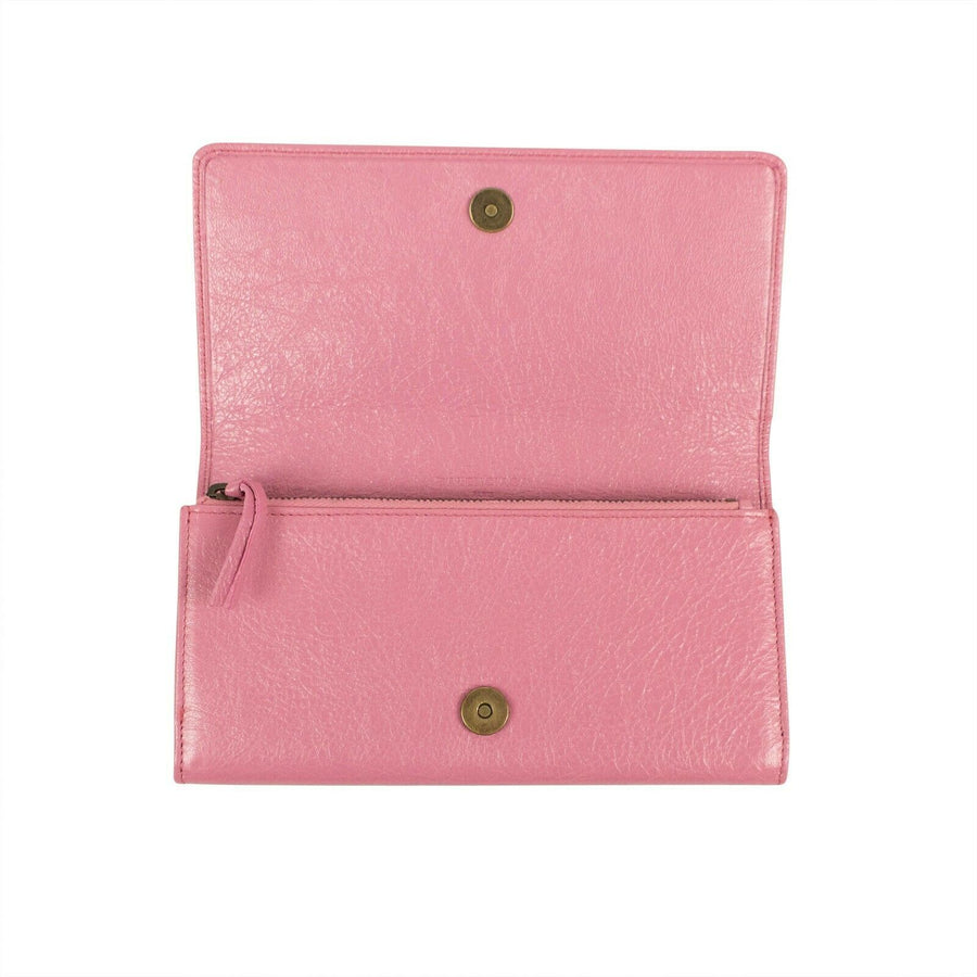 Textured Leather Classic Continental Wallet - Pink