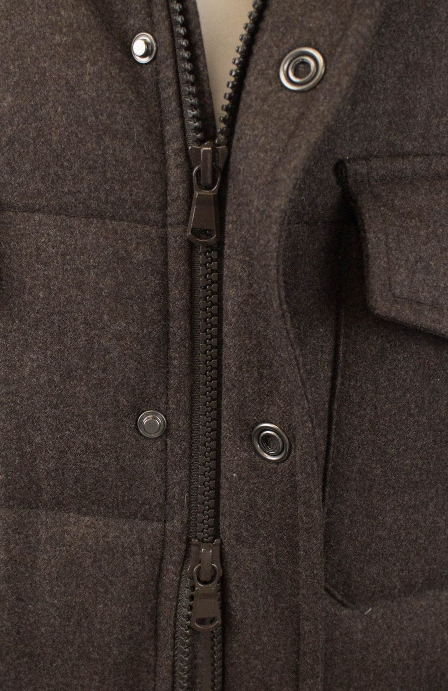 Cashmere Blend Puffer Jacket - Brown