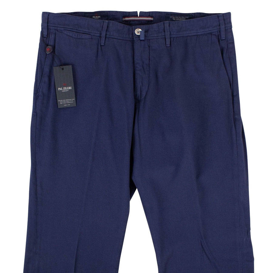 Blue Cotton Blend Pants