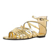 Metallic Leather Gladiator Sandals - Gold