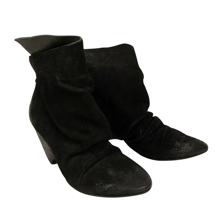 Livellina Slouchy Deer Leather Ankle Boots - Black
