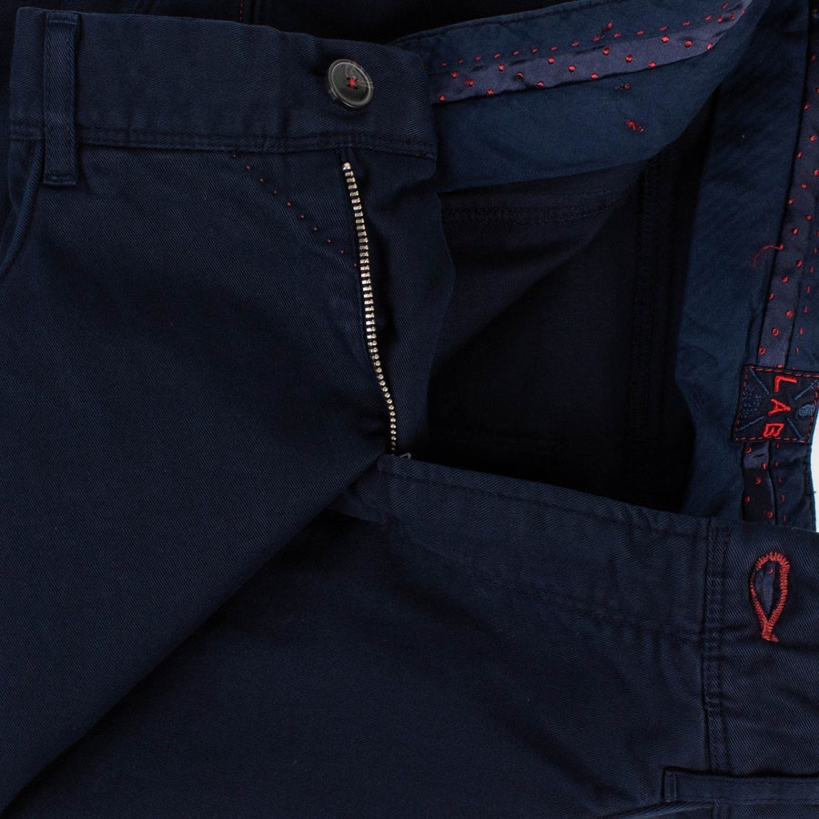Navy Blue Cotton Blend Pants