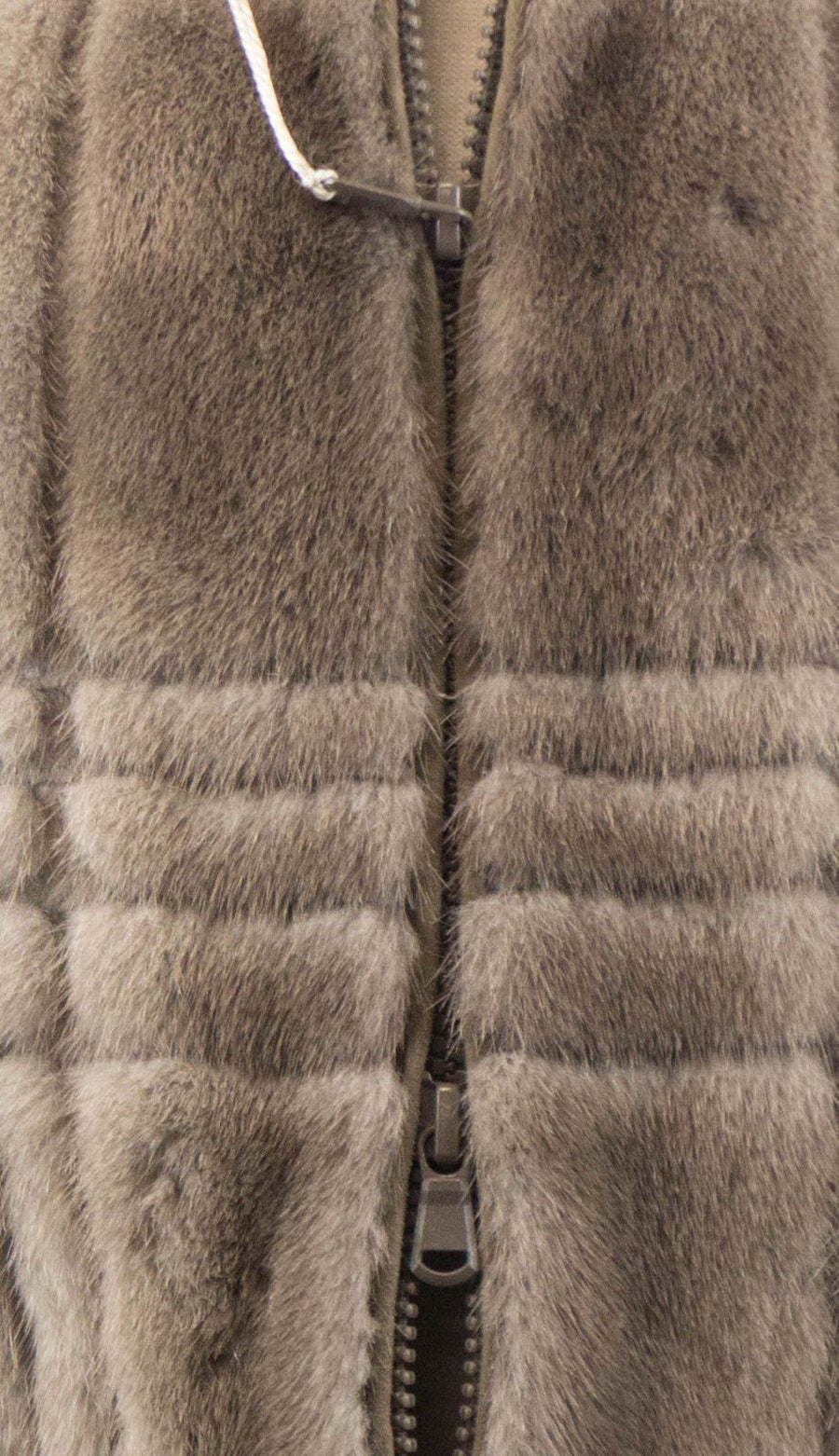 Plaid Mink Fur Jacket Vest - Gray