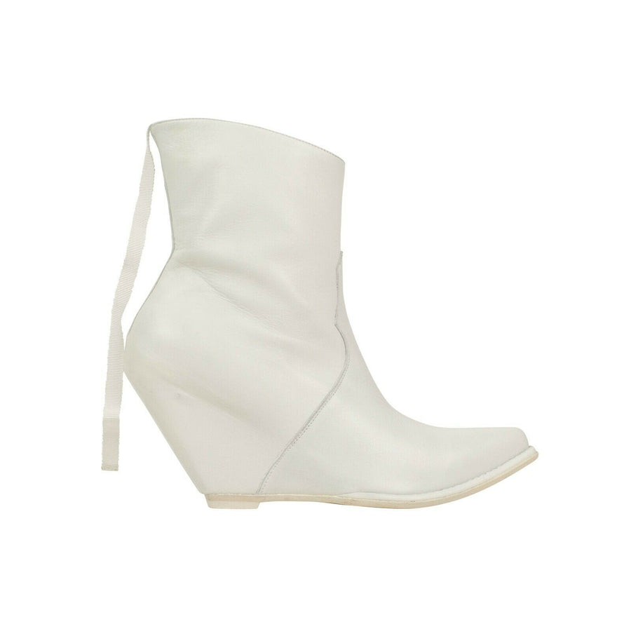 Leather Western Low Boots - White