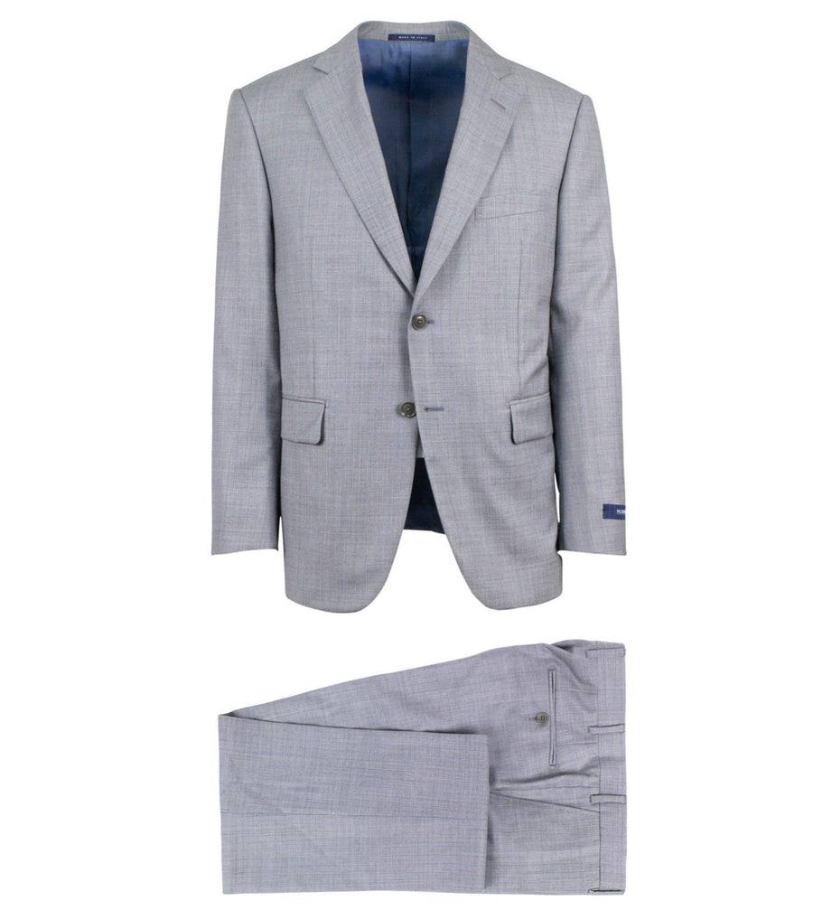 Striped Wool Two Button Suit - Light Gray