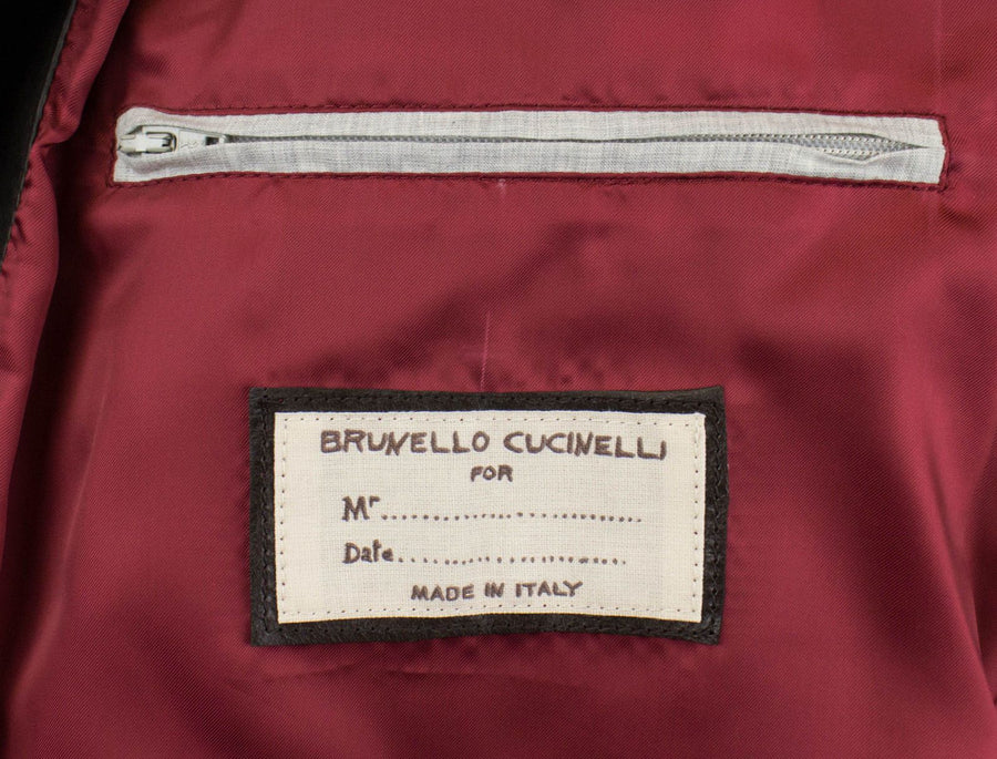 BRUNELLO CUCINELLI Brown Leather Zip-Up Jacket