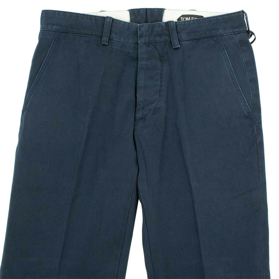 Cotton Classic Fit Pants - Navy Blue