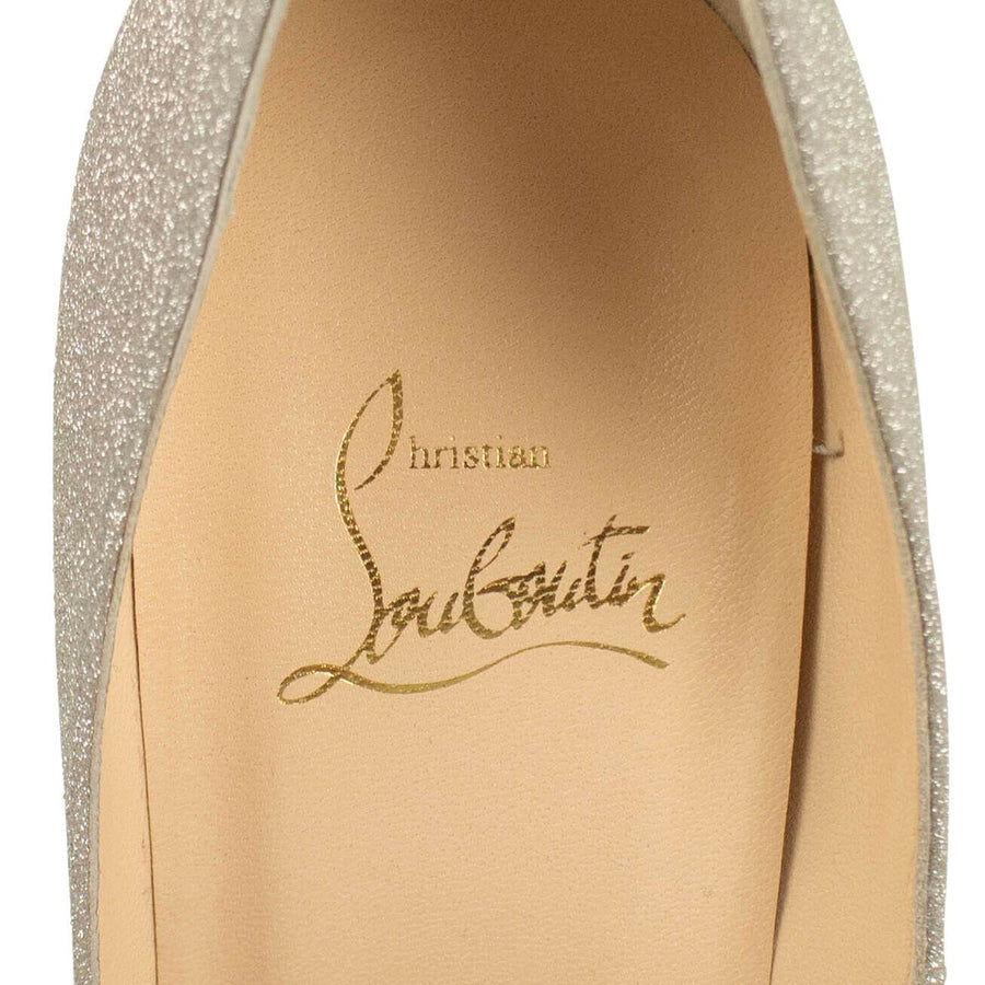 Fetish Peep Toe Glitter Pumps - Silver