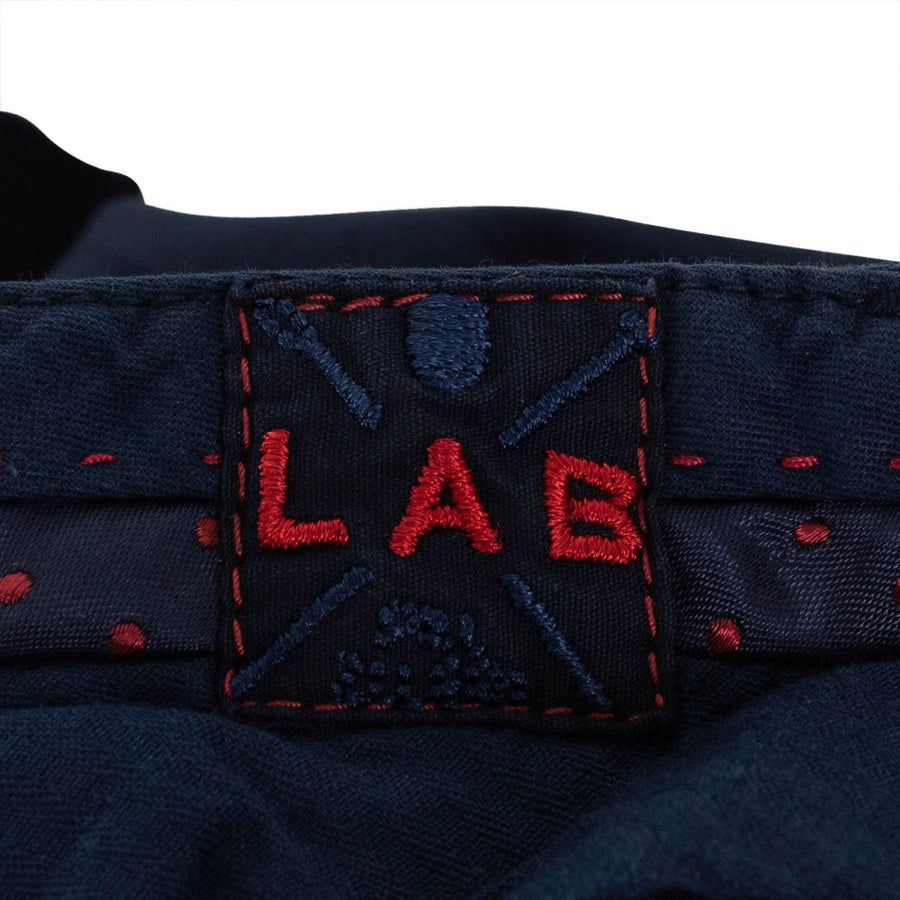 Navy Blue Cotton Blend Pants