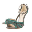 Shadow Ruffles Open Toe Pumps - Teal / Gray