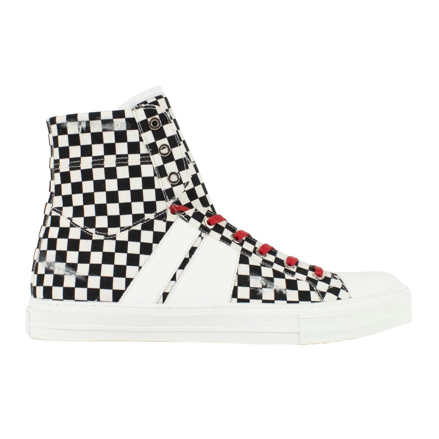 Men's Canvas Sunset Checked High Top Sneakers - Black / White