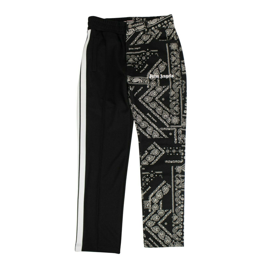 Split Bandana Denim Classic Track Pants - Black