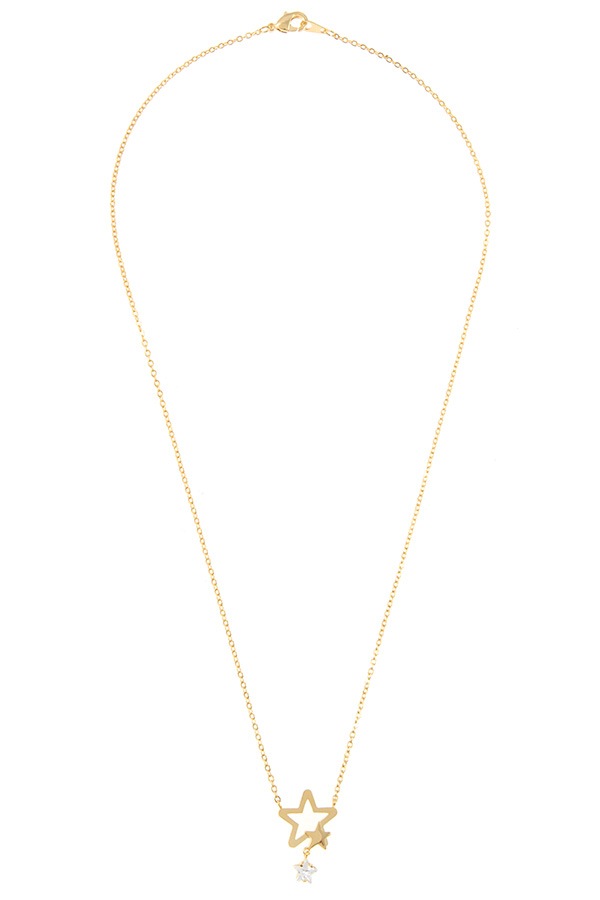 Dainty double star pendant necklace