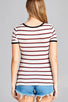 Ladies fashion short sleeve round neck yarn dye stripe rayon spandex jersey top