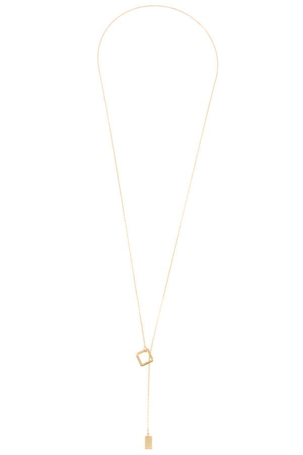 Square lariat pendant necklace