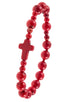 Semi bead cross accent bracelet