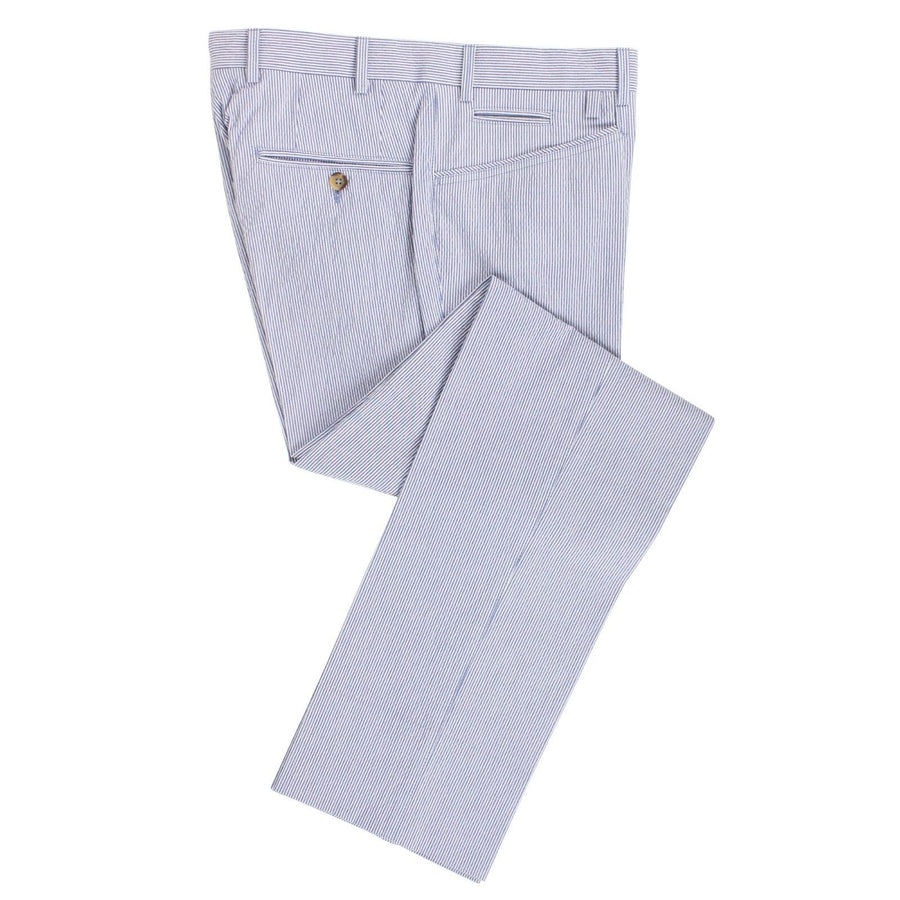 Blue Pinstripe Cotton Blend Dress Pants