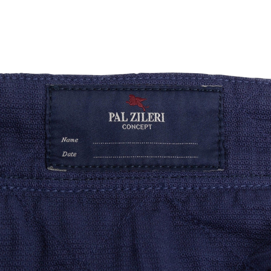 Blue Cotton Blend Pants