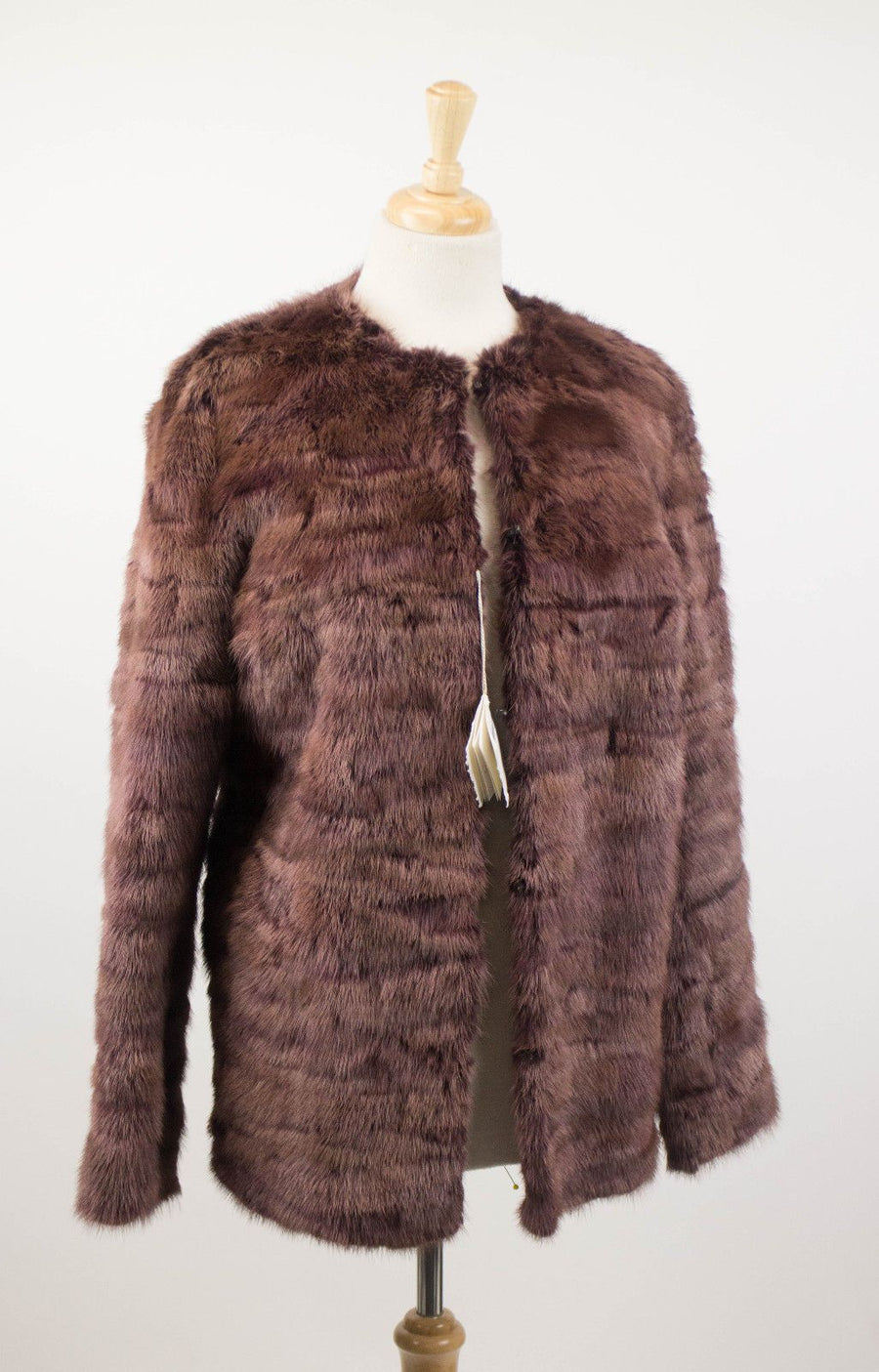 Mink Fur Jacket - Wine Red