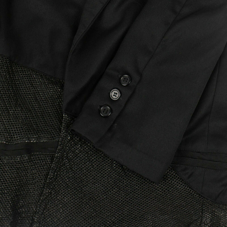 Gabardine And Leather Cropped Blazer - Black