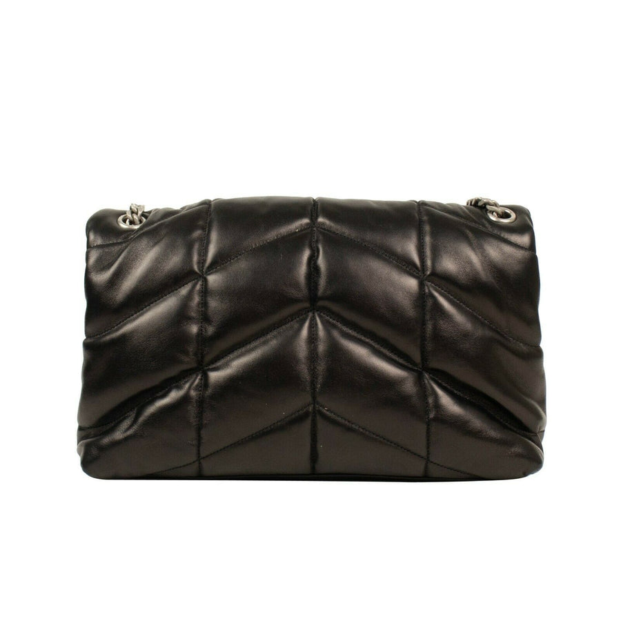 Loulou Puffer Medium Quilted Lambskin Leather Handbag - Black