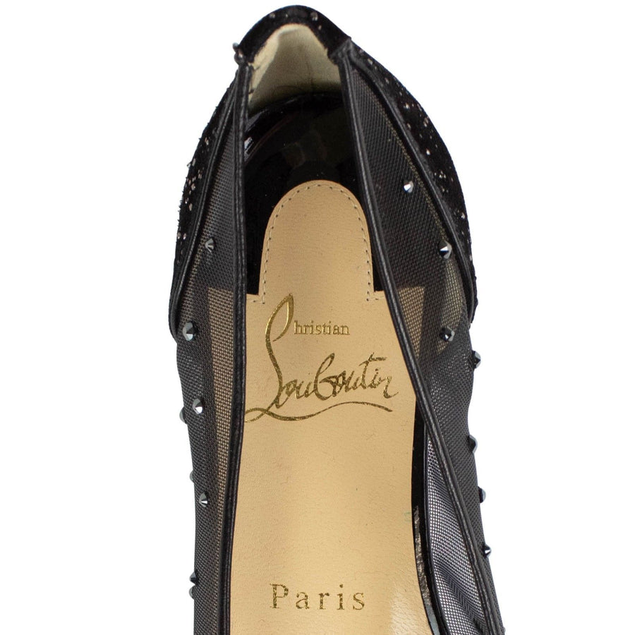 Follies Strass Studded Mesh Flats - Black