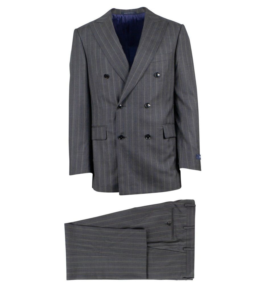 Drop 6 Multi Striped Wool Double-Breasted Suit - Heather Grey