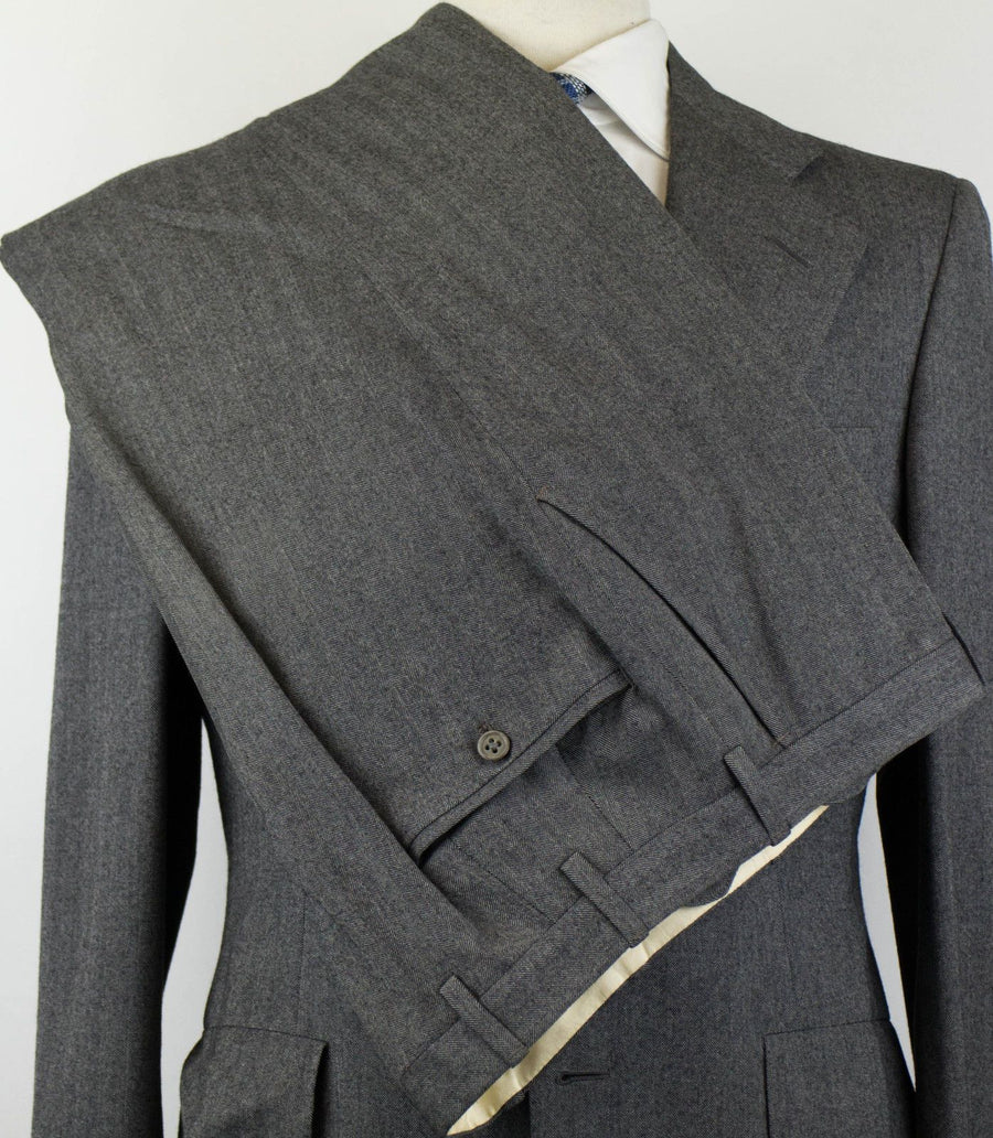 Herringbone Wool 2 Button Suit - Gray