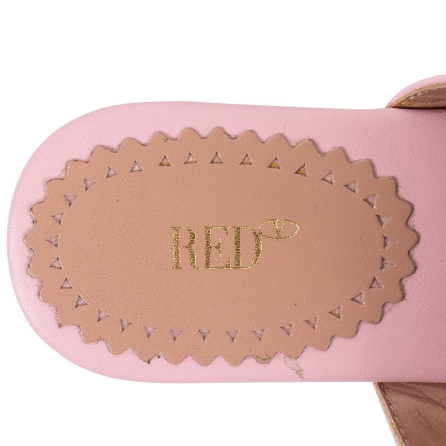 Pink Ankle Strap Leather Sandals