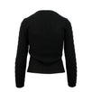Wool Velvet Detail Cable Knit Sweater - Black