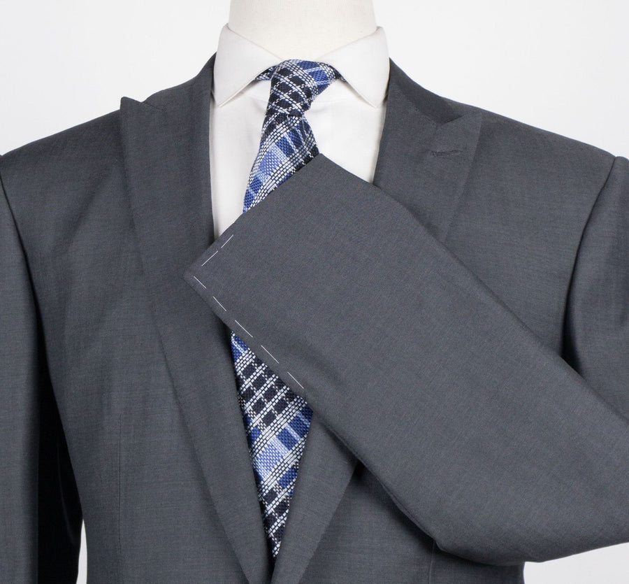 Wool Frock Coat-Style Suit - Charcoal Gray