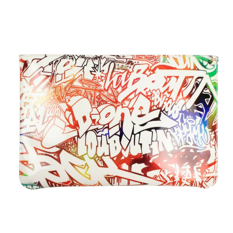 Loubiclutch Wall Graffiti Patent Leather Clutch Bag - Multi