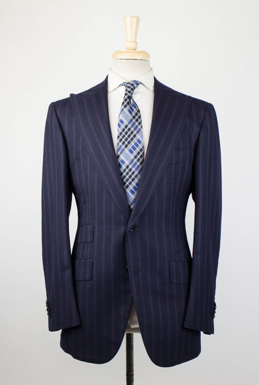 Drop 7 Thick Striped Cashmere Blend Suit - Navy / Purple