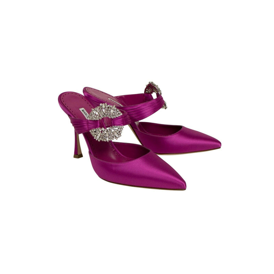 Satin Maidugur Embellished Mules - Pink
