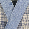 Plaid And VIntage Denim Kimono Robe - Ivory / Blue
