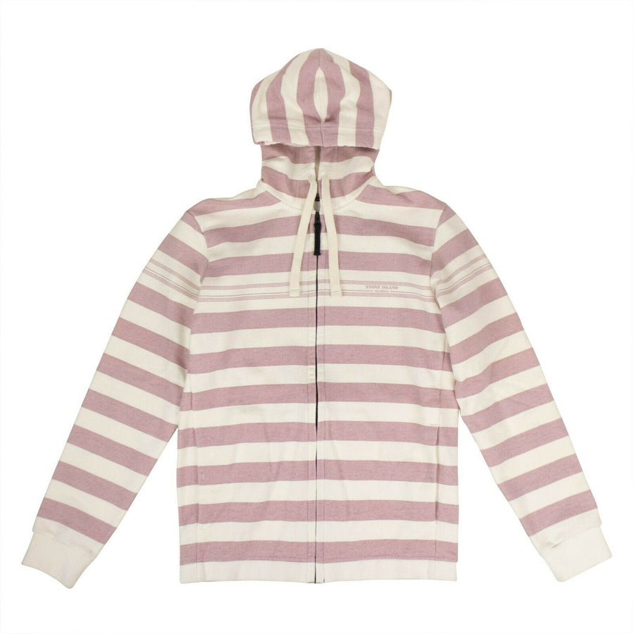 Striped 'Marina' Zip-Up Sweater - Pink And White
