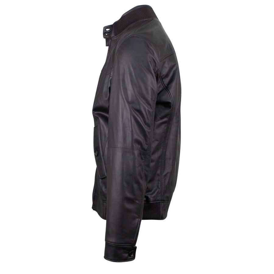 Leather Reversible Bomber Jacket - Brown