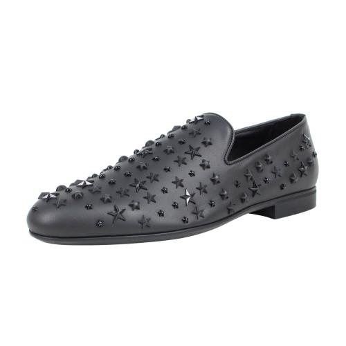 Sloane Leather Star Embellished Loafers - Black