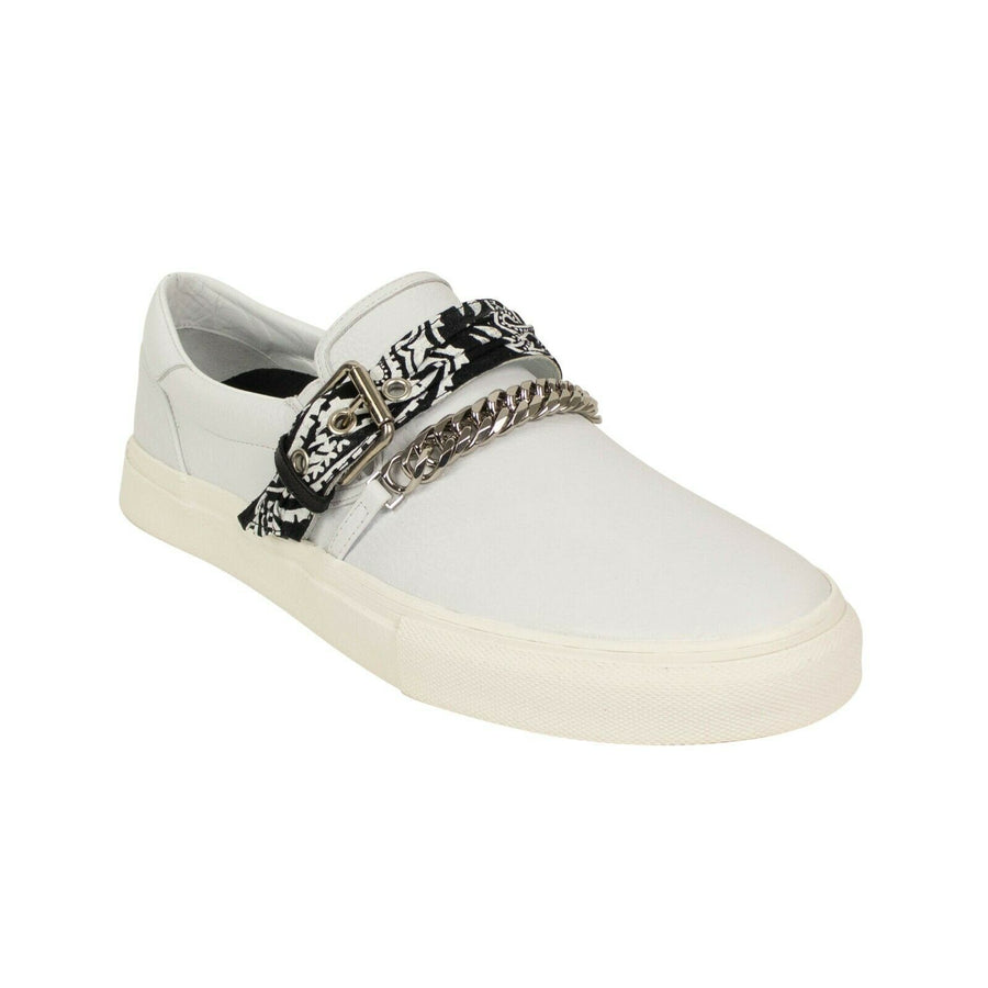 Leather Bandanna Slip On Sneakers  -White